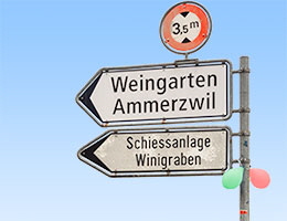 Wegweiser Schiessanlage Winigraben